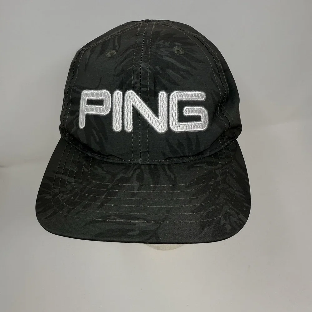 PING Golf Hat Cap Men's Gray Strap Performance Floral Sportswear Hawaiian Preppy